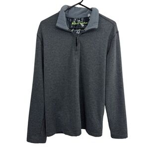 Robert Graham Pullover Mens Medium Gray Quarter Zip Skull Logo Microgrid Fleece